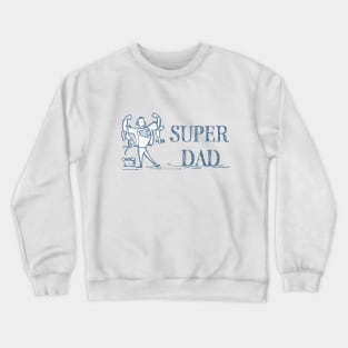 super dad holding kids son daughter doodle white Crewneck Sweatshirt